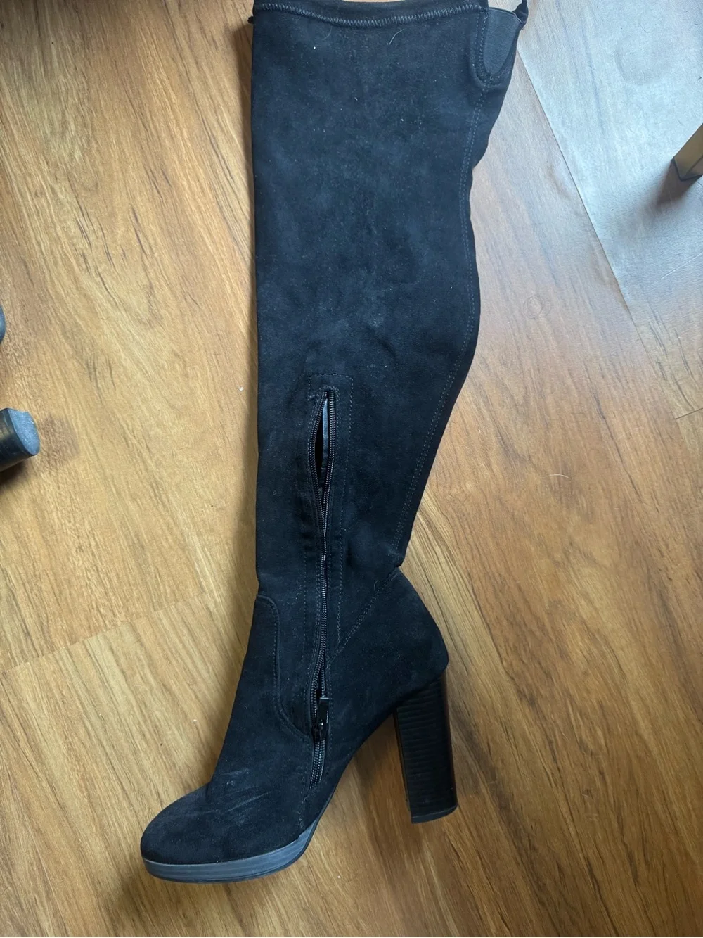 Women’s Black Over-the-Knee Suede Block Heel Boots
